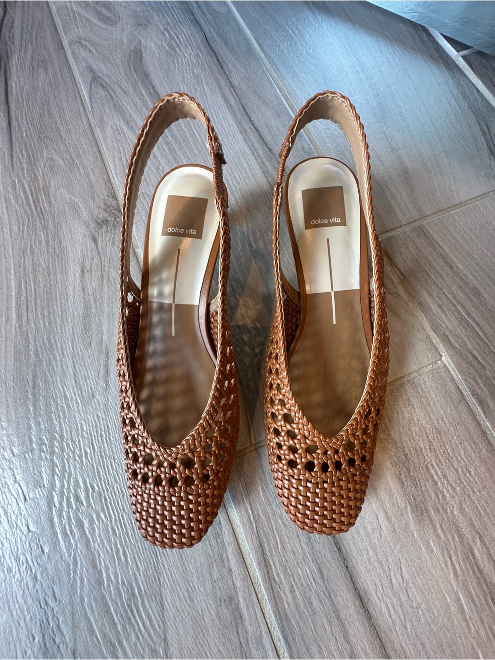 Dolce Vita Tan Woven Slingback Mules